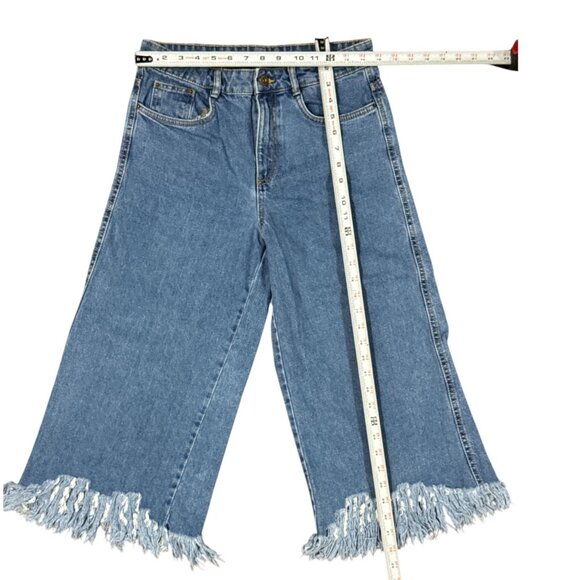 Zara Size 4 Trafaluc Denimwear Frayed Hem Loose Wide Leg High Rise Jeans Womens - Picture 8 of 9